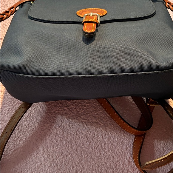 Dooney & Bourke Navy Backpack with Tan Leather Trim - Women's Everyday Backpack - Picture 3 of 9